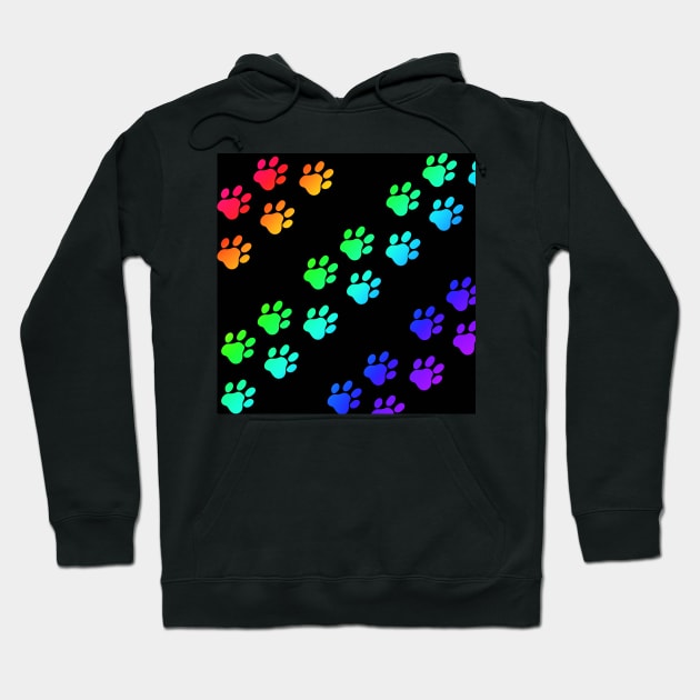 Black rainbow paw prints Hoodie by MelanieJeyakkumar